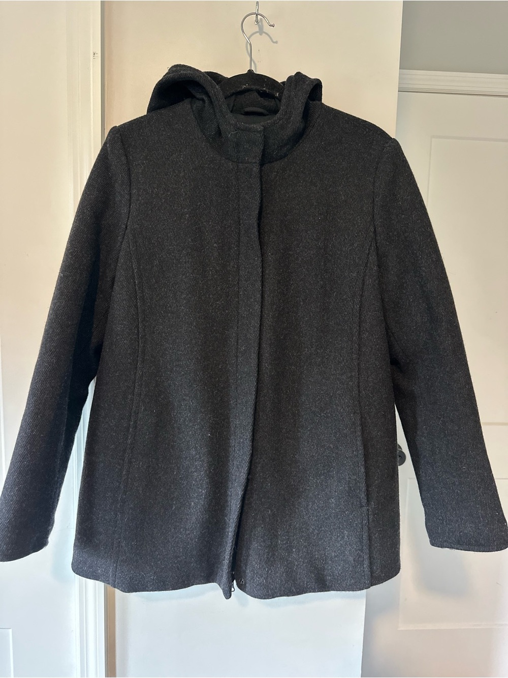 GAP Grey Wool Blend Hooded Coat - Size M